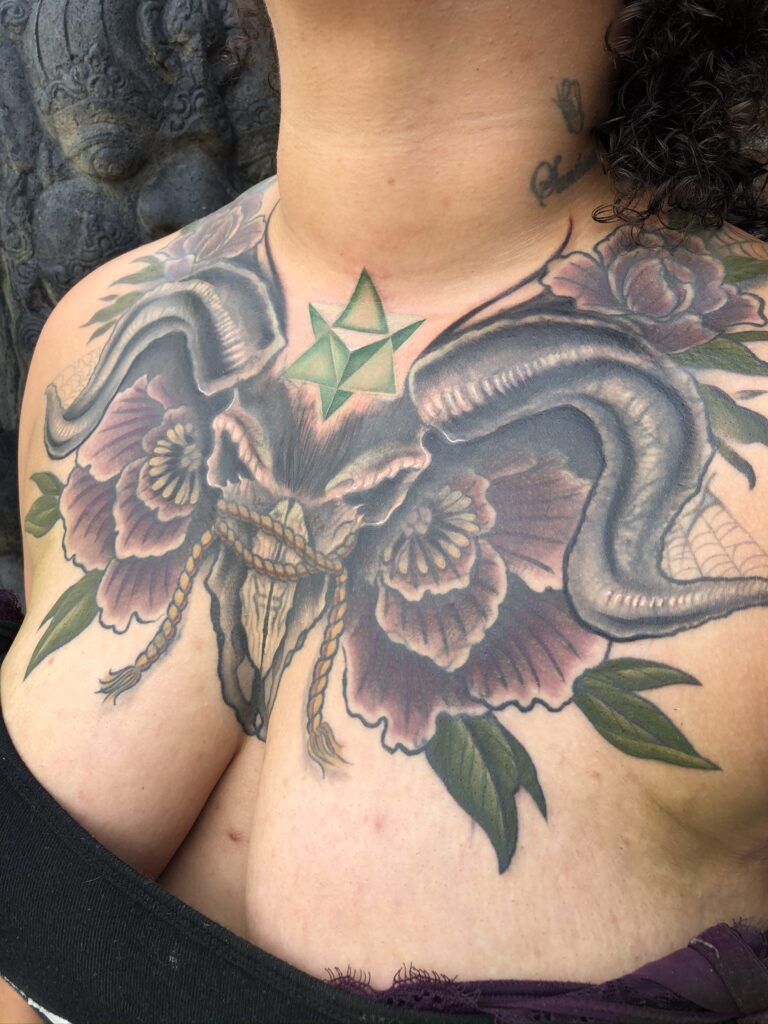 Ram & Flowers | Coverup Tattoo