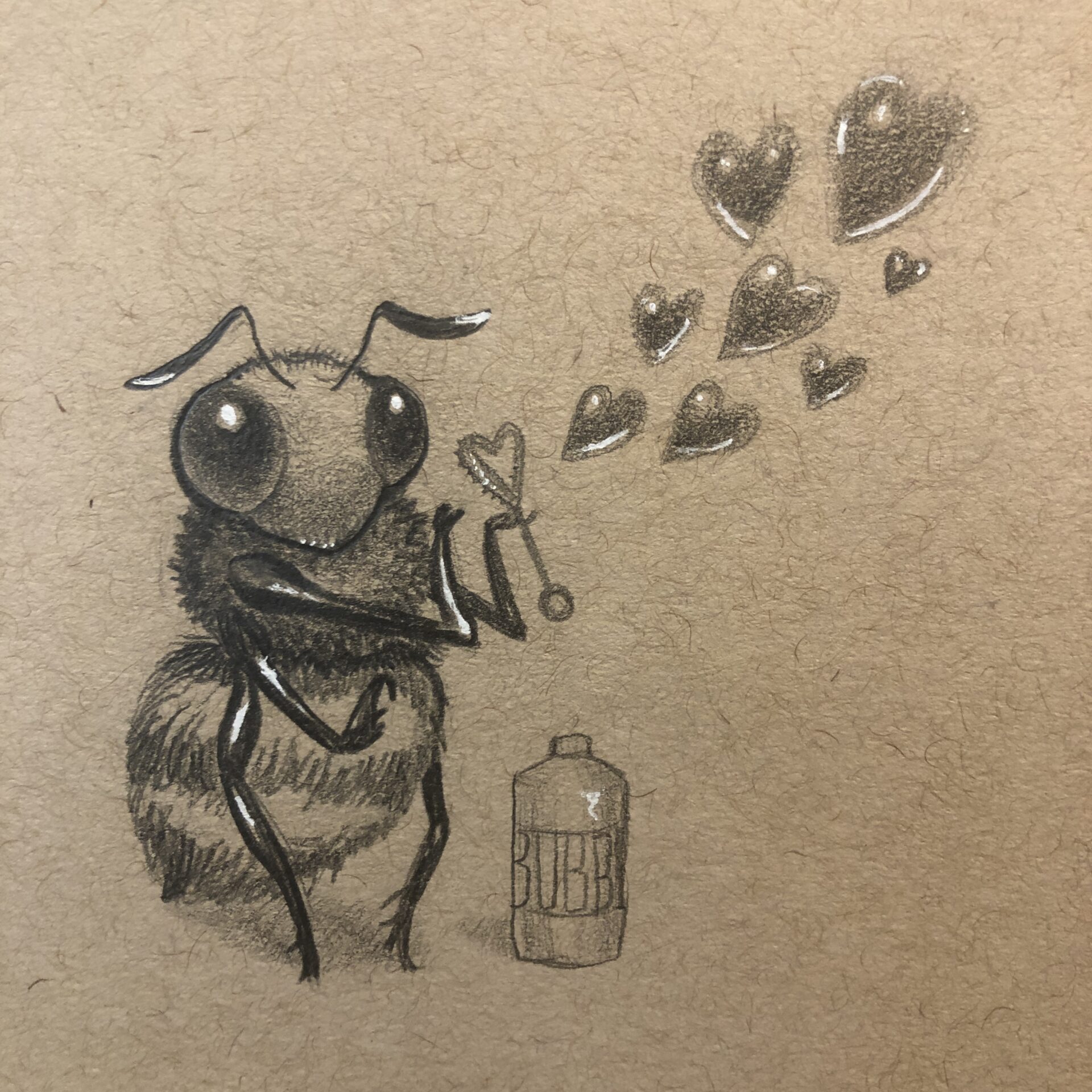 Bee Bubbles I Pencil & Ink